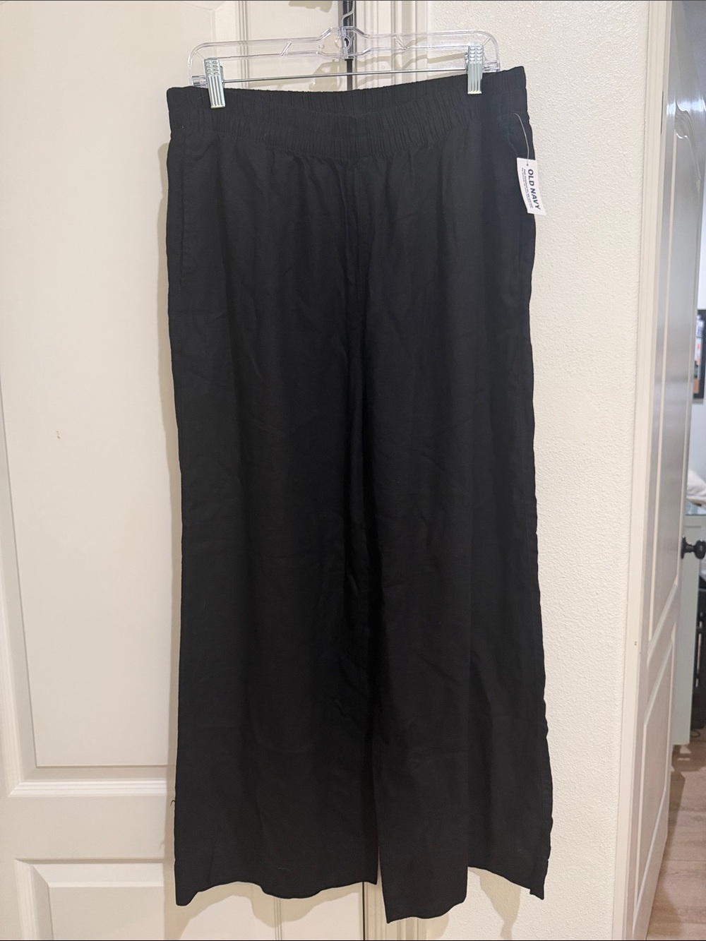 Old navy high rise super wide leg linen blend pants size large NWT